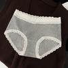 Otoño e Invierno Encaje Francés Ropa Interior de Algodón Puro para Mujer Cintura Media Algodón 7A Entrepierna Antibacteriana Calzones de Algodón Retro Sin Costuras Hilo de Color