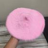 Boina Clásica Larga de Pelo de Conejo Color Sólido para Niñas Otoño e Invierno Nuevo Artística Simple de Felpa Sombrero de Pintor