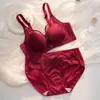 Conjunto de lencería para mujer de malla satinada francesa en stock, minimiza bustos grandes, sujetador push-up sin costuras, conjunto de ropa interior cómodo y transpirable
