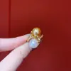Cuentas de Concha Natural Son Comparables a los Anillos de Perlas, Llenos de Diamantes, Anillos de Esmeraldas Simuladas, Anillos Abiertos, Femeninos y Versátiles, Modelos Populares