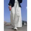 Pantalones casuales de pierna ancha con costura tridimensional curva estilo coreano para mujer, cintura alta, fluidos, holgados, adelgazantes, de longitud completa, para primavera/verano