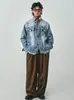 Chaqueta de Mezclilla Lavada Resistente Estilo Retro Americano Desgastada con Flecos y Borde Crudo para Hombres y Mujeres Tendencia Casual Abrigo de Pareja Top