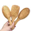En stock venta al por mayor peine de masaje con cojín de aire de bambú cabello liso sin enredos peine práctico cabeza de alta elasticidad masajeador peine de airbag