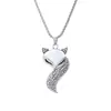 Cadena de suéter de moda japonesa y coreana, cara blanca, zorro, colgante de gota de aceite, elegante, versátil, estilo Chanel, collar para mujer, cadena que no se decolora