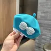 Boina Infantil para Meninas, Outono e Inverno Estilo Coreano Fashionável Chapéu de Lã Tricotado de Artista para Bebês e Crianças Pequenas Tendência