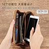 Bolsa de Mano Larga Multifuncional para Monedas y Tarjetas de Comercio Exterior Transfronterizo con Múltiples Ranuras para Tarjetas y Gran Capacidad, Billetera tipo Clutch con Cremallera