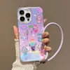 Capa para Celular Fofa Ins Glitter Branco Concha Bambu Borboleta Adequada para Apple 16Pm Iphone17Pro Capa Protetora
