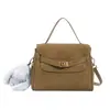 Maleta Retro Cor Maillard para o Trabalho Feminina 2025 Nova Bolsa de Ombro Transversal de Grande Capacidade Bolsa de Mão de Alta Qualidade