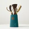 Juego de Té de Gres Accesorios Madera Maciza de Ébano Ceremonia del Té Seis Caballeros Juego Juego de Herramientas para Preparar Té Porta Té Cucharita de Té Aguja de Té