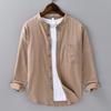 Ropa de Hombre Xintang Primavera y Verano Camisa de Lino de Manga Larga para Hombre Casual Combinable en Todas las Ocasiones Cuello Camisa de Algodón y Lino Top Artístico Estilo Nacional