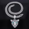 Pingente Exagerado Dominador de Cabeça de Leopardo Cravejado de Diamantes Europeu e Americano Joias HIPHOP Corrente Cubana Punk Cool Masculina Tendência Hip-hop
