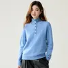 Nuevo Suéter de Punto para Mujer Otoño/Invierno, Cachemir Suave Agradable a la Piel, Cuello Alto, Color Sólido, Cuello Alto, Media Cremallera, Jersey