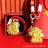 Nuevo Llavero de Oro Puro 999 Serie Dios de la Riqueza para Atraer Riqueza y Tesoro, Riqueza y Bendiciones Vienen a Colgante de Cuerda para Teléfono Móvil