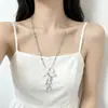 Collar de Borlas de Perlas y Flores de Lujo Ligero Estilo Francés para Mujer, Diseño de Nicho, Cadena Larga para Suéter, Accesorio de Cuello de Gama Alta