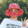 Sombrero de Pescador Floral para Recoger Té, Sombrero para el Sol, Viajes al Aire Libre en Verano, Todo en Uno a Prueba de Polvo y Sol, Cubre Rostro Completo, Sombrero de Copa Plana Anti-UV