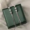 Pendientes Largos con Borla de Corazón para Mujer, Lujo Accesible de Nicho, Pendientes de Hada Super Brillantes, Pendientes, Pendientes Populares de Gama Alta Estilo Coreano