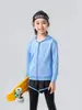 Popular chaqueta de yoga para niños, ropa de fitness para correr para niñas, sudadera con capucha transpirable de secado rápido, ropa casual deportiva, top para niños