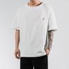 Camiseta masculina de verão japonesa tamanho grande bordada de algodão e linho solta cor sólida pulôver gola redonda manga curta casual camiseta masculina