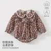 Roupas de Algodão Puro para Bebê Estilo Princesa Floral Macacão para Recém-Nascido Macacão Pajama de Manga Longa para Primavera e Outono