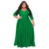 N7670 Estación Independiente de Fuente Transfronteriza Europea y Americana Explosiones talla grande Mujer Gorda Vestido de Boda Sexy de Cuello en V de Color Sólido para Mujer