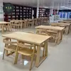 Mesa de Lectura Escolar Simple de Madera Maciza, Escritorio, Mesa Larga, Mesa de Estudio de Madera Natural, Juego de Mesa y Sillas para Sala de Lectura