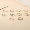 Anillos Populares Transfronterizos Europeos y Americanos, Juego de Anillos Abiertos Articulados con Diamantes de Corazón, Estrella y Luna, Diseño de Nicho de Personalidad Femenina