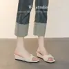 Sandalias de Verano Estilo Fresco Tejidas de Punta Cuadrada sin Cierre para Mujer, Sandalias de Cuña Estilo Vacaciones de Verano para Exteriores, Zapatos de Playa