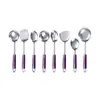 Juego de Utensilios de Cocina de Acero Inoxidable para el Hogar, Juego de Ocho Piezas Incluyendo Espátula para Cocinar, Espátula para Freír, Cuchara para Sopa, Cuchara Ranurada, Cuchara para Arroz