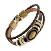 Pulsera de cuero de vaca tejida a mano con diseño floral ovalado retro, pulsera de cuero moderna, elegante y versátil, suministro de fábrica