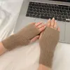 Luvas Outono e Inverno Quentes de Lã Tricotada Meio Dedo Fashion Versátil Teclado Influenciador Unissex Suporte de Pulso Tendência