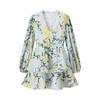Ropa de mujer transfronteriza europea y americana de AliExpress 2025 nueva moda de principios de primavera estampado popular vestido fresco abullonado
