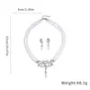 Conjunto de brincos e colar com pérolas e pingente em forma de gota, estilo francês com diamantes, acessório moderno e sofisticado para mulheres
