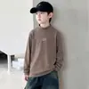 Ropa interior térmica de invierno para niños, cuello semialto, para mantener el calor, camiseta de manga larga con cuello medio para niños grandes, top bonito