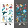 Pegatinas de tatuaje luminosas azules de dibujos animados para niños, impermeables, lindas, de dinosaurio, unicornio, sirena, pegatinas de tatuaje temporales