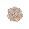 Broche de Roda de Navio Flor de Zircônia Microincrustada para Mulheres Sensação de Alto Padrão Alfinete de Lapela Fecho Anti-Exposição Estilo Versátil Acessórios de Alfinete