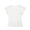 Venta al por mayor transfronteriza 2026 Moda europea y americana para mujer, blusa con lazo en la espalda, dobladillo con volantes y mangas acampanadas F41562