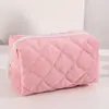 Bolsa de Cosméticos Acolchada de Pana, Bolsa de Almacenamiento de Viaje para Mujer, Neceser para Productos de Cuidado de la Piel, Bolsa de Almacenamiento Suave de Gran Capacidad Simple