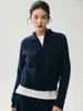 Nueva colección de otoño: Cárdigan de punto de cachemira para mujer con cuello semi-alto, doble cremallera, diseño de punto trenzado, corte holgado y abrigo tipo suéter de estilo coreano