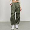 Pantalones Cargo de Estilo Americano Transfronterizos para Mujer, Europeos y Americanos Otoño e Invierno 2025 Sueltos de Algodón Puro con Puños de Cordón, Pantalones Largos Casuales para Mujer