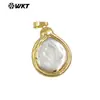 WT-JP402 Pérola de Água Doce Natural Irregular Formato Gota Pingente Banhado a Ouro 18k Brincos para Meninas Acessórios Atacado