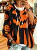 Sudadera con Capucha de Manga Tres Cuartos para Mujer 2026 con Estampado Digital 3D de Calabaza de Halloween Sudadera para Mujer