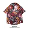 Camisa de Praia Havaiana Masculina Manga Curta Verão Sanya Férias na Beira-Mar Roupa Masculina Estilo Retro Tailandês Hong Kong Camisa Floral