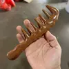 Pente Massageador de Chifre de Sândalo Seis Garras Redondo Dragagem de Meridianos Comb Terapia Capilar Corporal Pente Massageador de Sândalo Atacado