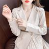 Vestido Falso de Dos Piezas 2024 Otoño Nuevo Cuello de Traje Elegante Estilo Diosa Largo Medio Línea A Falda Plisada de Manga Larga