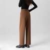 0047 Terno de Lã Tencel Novo Calça Reta Cintura Alta Emagrecedor Versátil Caimento Fluido High-End Casual Solto Caimento Estreito