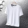 Camiseta de manga corta de seda helada de marca de moda de verano 2025 para hombre, camiseta de media manga con cuello redondo, ropa holgada para hombre.