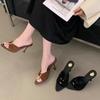 Sandalias de Tacón Alto sin Cierre Estilo Elegante Maduro para Mujer, Nuevo Modelo Verano 2026, Punta Fina, Tacón Delgado, Destalonadas, Sandalias Sexy