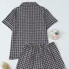 Cardigan Cruzado Europeu e Americano de Seda de Leite Pijama Preto para Mulheres, Shorts de Manga Curta, Conjunto Casual Respirável para Casa Atacado