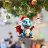 Chaveiros de Acrílico Decorações Árvore de Natal Dinossauro Desenho Animado Série Criativa de Natal Enfeites para Pendurar no Carro