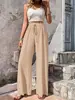 Amazon Temu Roupas femininas transfronteiriças europeias e americanas 2026 primavera-verão nova moda versátil xadrez bolha casual calça feminina de perna larga